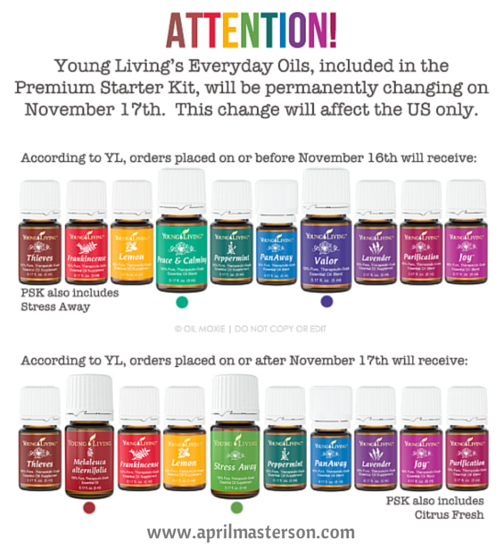 Changes to Young Living Everday Oils and Premium Starter Kit