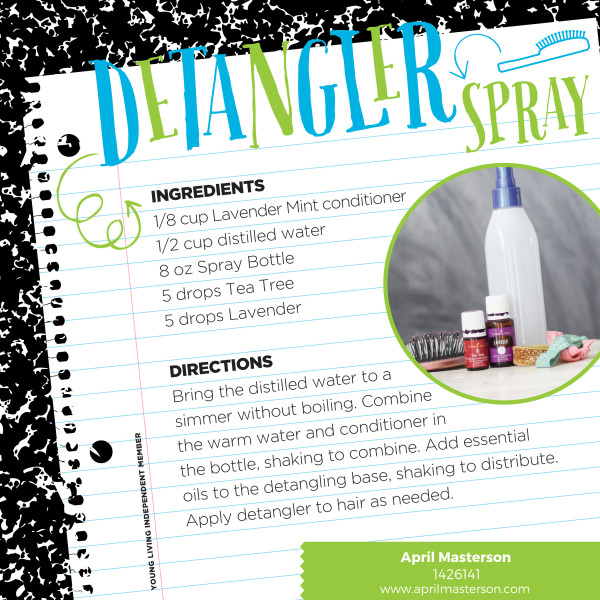 Essential oil detangler spray